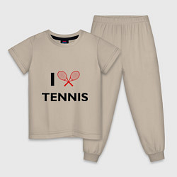 Пижама хлопковая детская I Love Tennis, цвет: миндальный