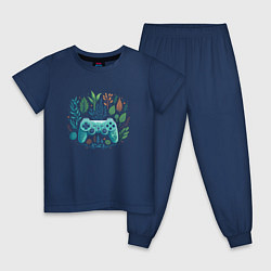 Пижама хлопковая детская Games and nature, цвет: тёмно-синий