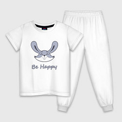 Пижама хлопковая детская Кролик be happy, цвет: белый