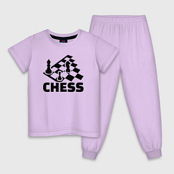 Пижама хлопковая детская Chess game, цвет: лаванда