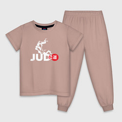 Пижама хлопковая детская Judo Japan, цвет: пыльно-розовый