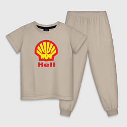 Пижама хлопковая детская Hell, цвет: миндальный