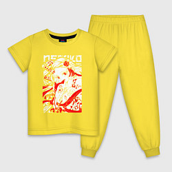 Пижама хлопковая детская Незуко комадо - клинок, цвет: желтый