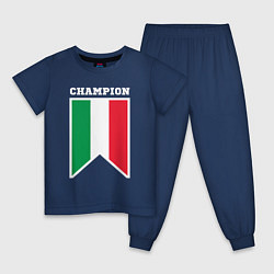 Пижама хлопковая детская Италия чемпион, цвет: тёмно-синий