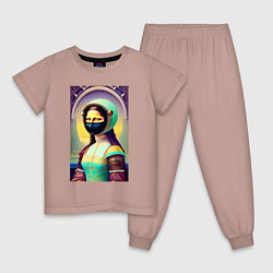 Пижама хлопковая детская Мона Лиза наших дней - нейросеть, цвет: пыльно-розовый