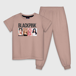 Пижама хлопковая детская Корейская поп-группа Blackpink, анимационный стиль, цвет: пыльно-розовый
