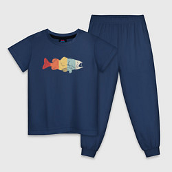 Пижама хлопковая детская Color fish, цвет: тёмно-синий