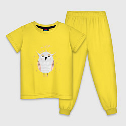 Пижама хлопковая детская Милый совенок, цвет: желтый