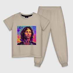 Пижама хлопковая детская Jim Morrison Strange colors Art, цвет: миндальный