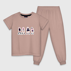 Пижама хлопковая детская BLACKPINK стоят в пол оборота, цвет: пыльно-розовый