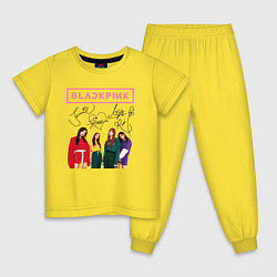 Пижама хлопковая детская Blackpink Lisa Jisoo Jennie Rose, цвет: желтый