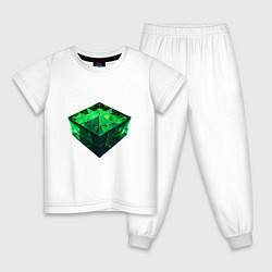 Пижама хлопковая детская Куб из зелёного кристалла, цвет: белый