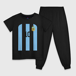 Пижама хлопковая детская Месси сборная Аргентины ЧМ 2022, цвет: черный