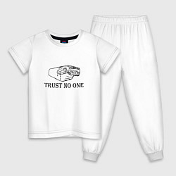 Пижама хлопковая детская Trust nobody, цвет: белый