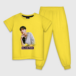 Пижама хлопковая детская Lisa Blackpink kpop music, цвет: желтый