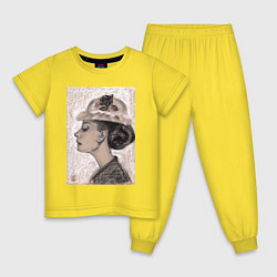 Пижама хлопковая детская Одри Хепбёрн, цвет: желтый