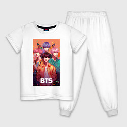 Пижама хлопковая детская BTS kpop anime, цвет: белый