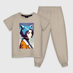 Детская пижама Девчонка-волчонок - нейросеть - аниме