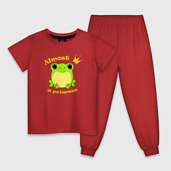 Пижама хлопковая детская Почти принцесса лягушка, цвет: красный