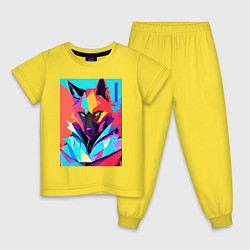 Пижама хлопковая детская Волчара - поп-арт, цвет: желтый