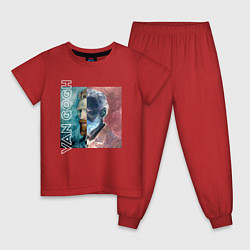 Пижама хлопковая детская Van Gogh Negative, цвет: красный