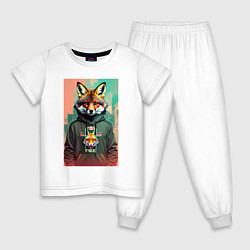 Пижама хлопковая детская Dude fox - urban style, цвет: белый