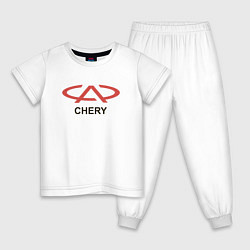 Пижама хлопковая детская Chery Logo, цвет: белый