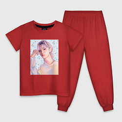 Пижама хлопковая детская Феликс - Stray Kids, цвет: красный