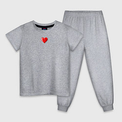 Пижама хлопковая детская Маленькое сердечко кулон, цвет: меланж