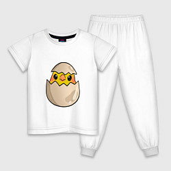 Пижама хлопковая детская Птенец вылупившийся из яйца, цвет: белый