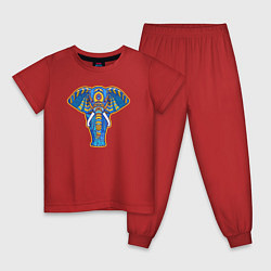 Пижама хлопковая детская Синий слон, цвет: красный