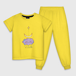 Пижама хлопковая детская Тучка с дождиком и луной, цвет: желтый