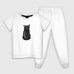 Пижама хлопковая детская Кот с пустым взглядом - мем, цвет: белый