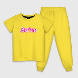 Пижама хлопковая детская Барби - Фильм Логотип, цвет: желтый