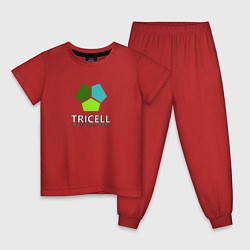 Пижама хлопковая детская Tricell Inc, цвет: красный