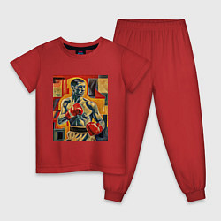 Пижама хлопковая детская Боксер на ринге, цвет: красный