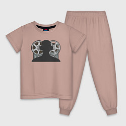 Пижама хлопковая детская Retro music, цвет: пыльно-розовый
