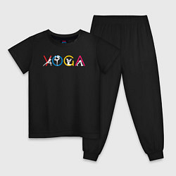 Пижама хлопковая детская Йогую, цвет: черный