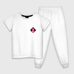 Пижама хлопковая детская Арт Розе из BlackPink - мини, цвет: белый