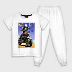 Пижама хлопковая детская Crazy racer - skeleton - motorcycle, цвет: белый