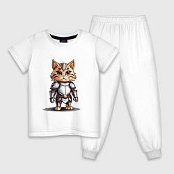 Пижама хлопковая детская Рыжий кот в доспехах, цвет: белый