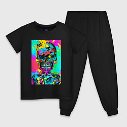 Пижама хлопковая детская Cool skull - pop art - vogue, цвет: черный