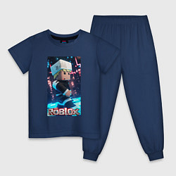 Пижама хлопковая детская Roblox game avatar, цвет: тёмно-синий