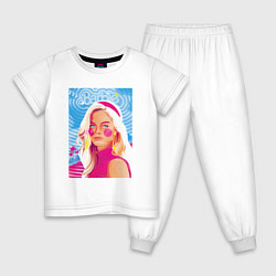 Пижама хлопковая детская Барби Марго Робби, цвет: белый