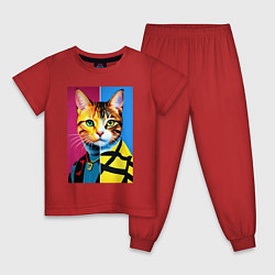 Детская пижама Портрет модного кота - поп-арт