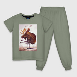 Пижама хлопковая детская Лось хоба, цвет: авокадо