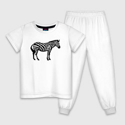 Пижама хлопковая детская Зебра в профиль, цвет: белый
