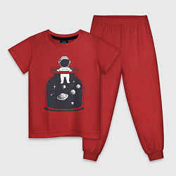 Пижама хлопковая детская Космическая банка, цвет: красный