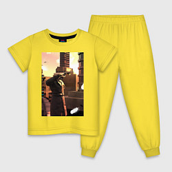 Пижама хлопковая детская Cameraman, цвет: желтый
