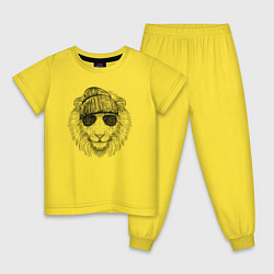Пижама хлопковая детская Лев модный, цвет: желтый